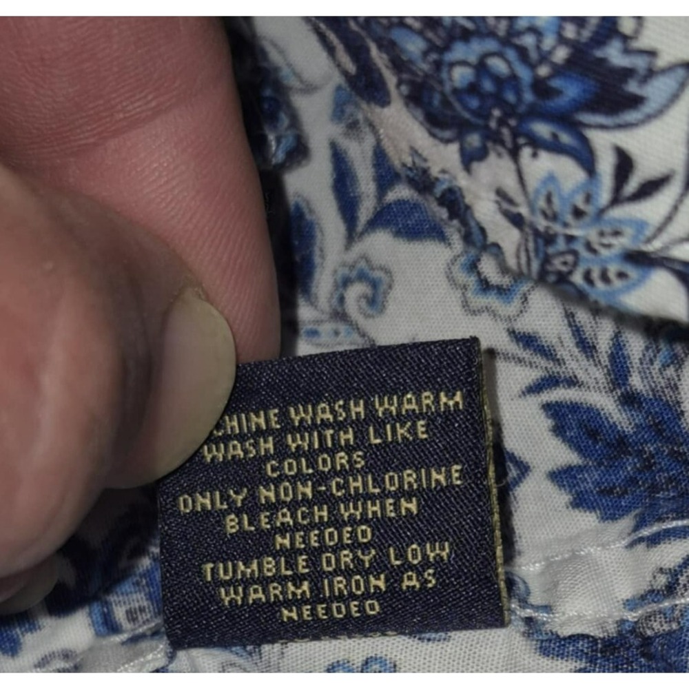 Cremieux Men's Blue‎ & White Flowery Print Button Down Short Sleeve Shirt sz. L - Picture 7 of 11